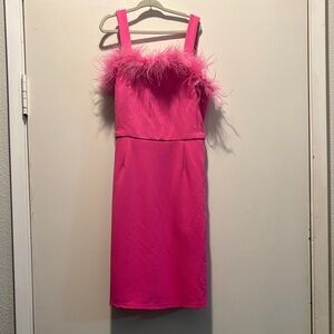 Speechless Hot Pink Marabou Trim Dress